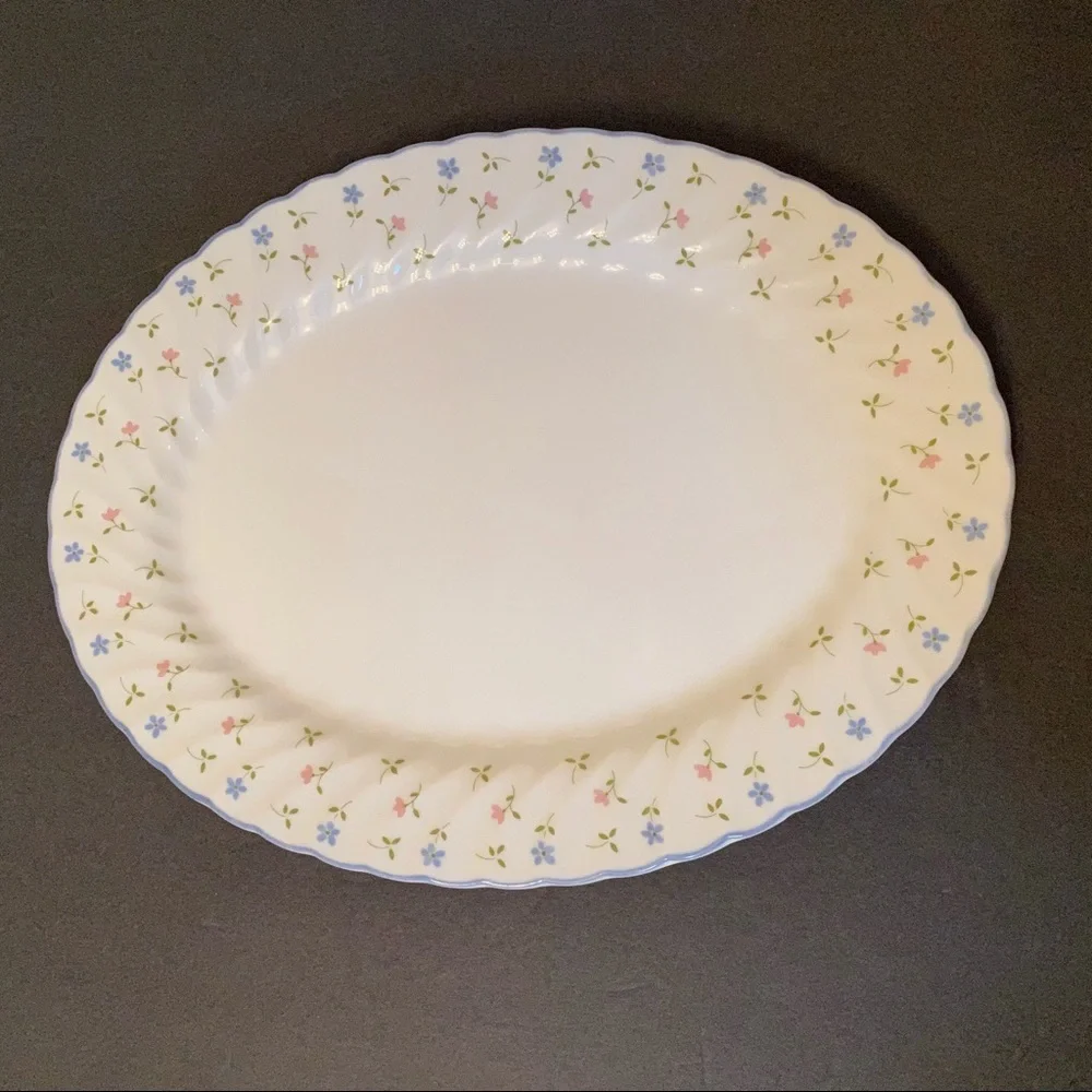 JOHNSON BROTHERS MELODY WHITE FLORAL CHINA PLATTER 12” HOME DINING SERVEWARE